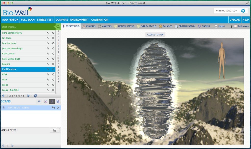 Bio-Well Software - 3D view