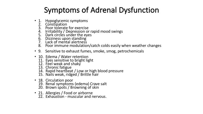 Symptoms of Adrenal Dysfunction